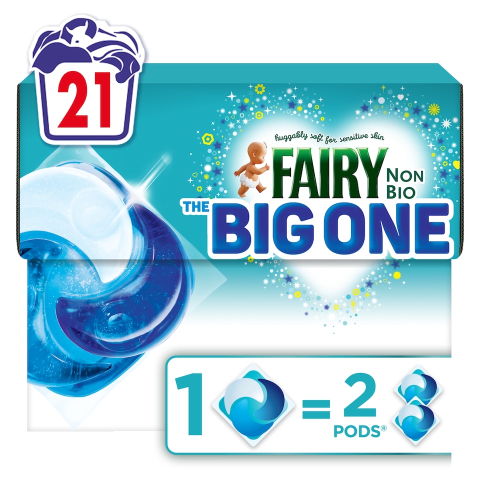 image 1 of Fairy Non Bio Big One Washing Liquid Pods 21 washes 833.7g