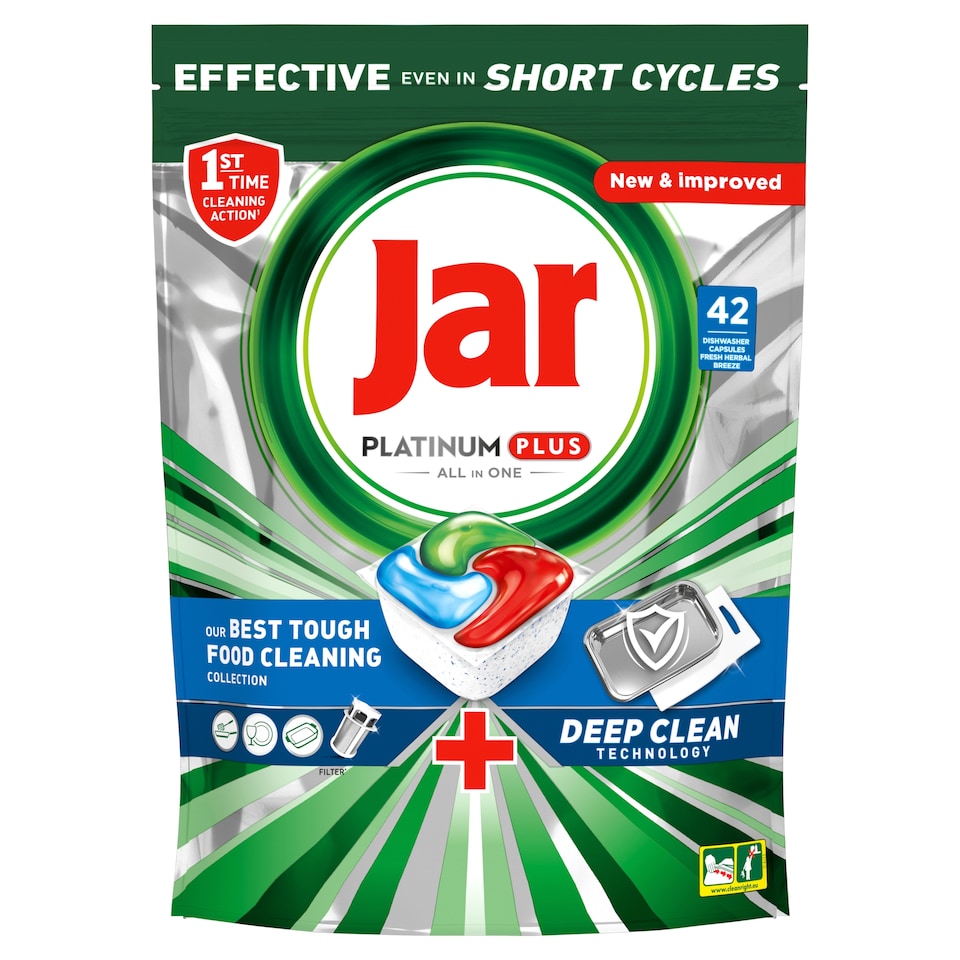 Obrázek 1 pro produkt Jar Platinum Plus All In One Kapsle Do Automatické Myčky Nádobí Fresh Herbal Breeze