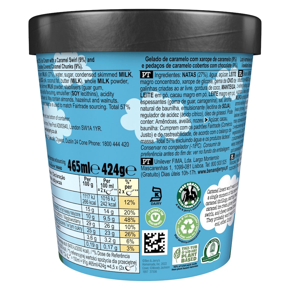 image 1 of Ben & Jerry's Caramel Chew Chew Ice Cream Tub 465ml