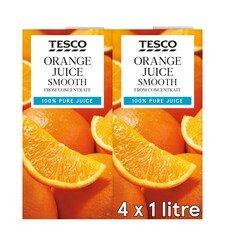 Tesco Pure Orange Juice Smooth 4 X 1 Litre