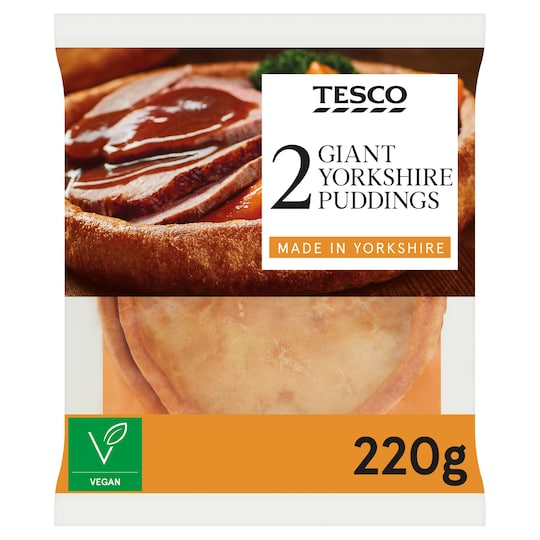 Tesco 2 Giant Yorkshire Puddings 220G Tesco Groceries