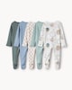 image 2 of F&F Baby 5-Pack Pure Cotton Printed Sleepsuits in Mint