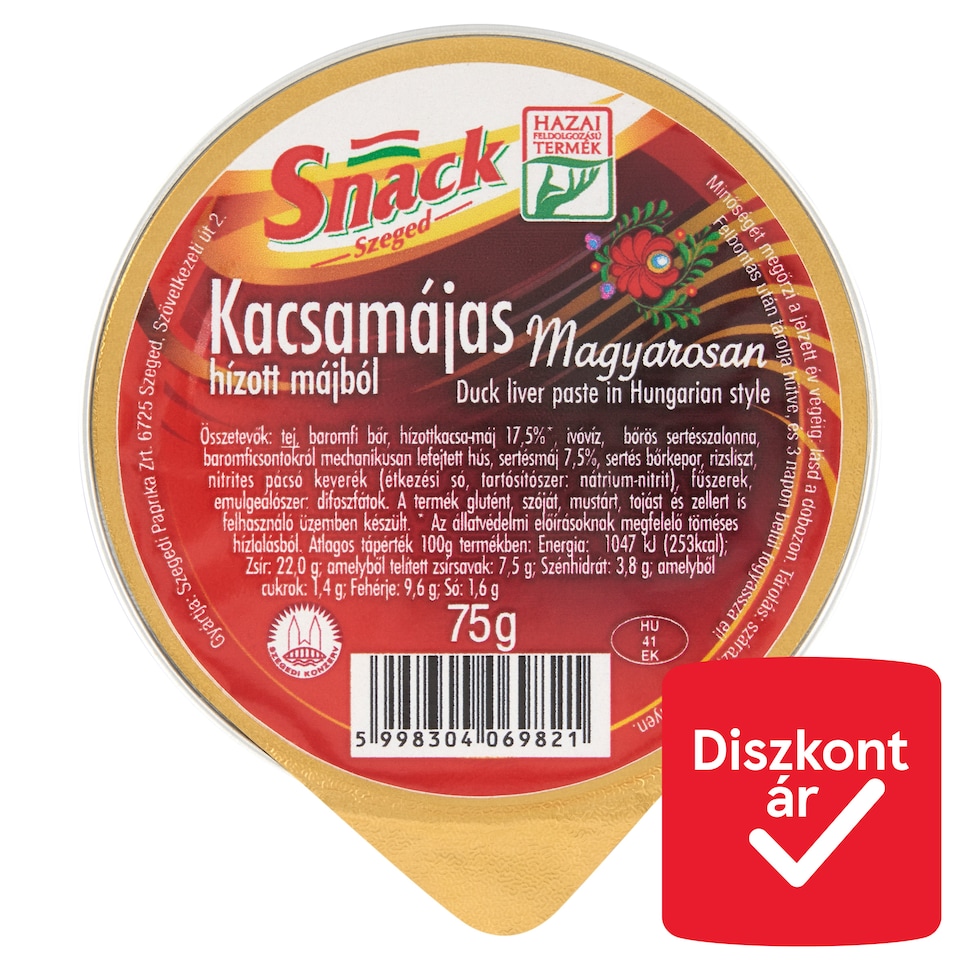 Snack Szeged kacsamájas hízott májból magyarosan 75 g