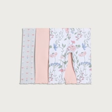 F&F Baby 3-Pack Cotton Rich Floral Print Leggings in Multi White