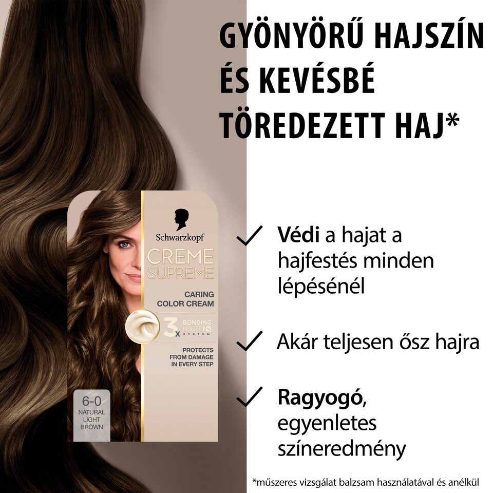 Schwarzkopf Creme Supreme tartós hajfesték 6-0 természetes sötétszőke  1. kép
