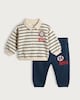 image 1 of F&F Baby 2-Piece Cotton Rich NYC Baseball Polo Sweatshirt and Joggers Set in White