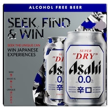 Asahi Super Dry 0% Alcohol Free Beer Lager Cans 4x330ml