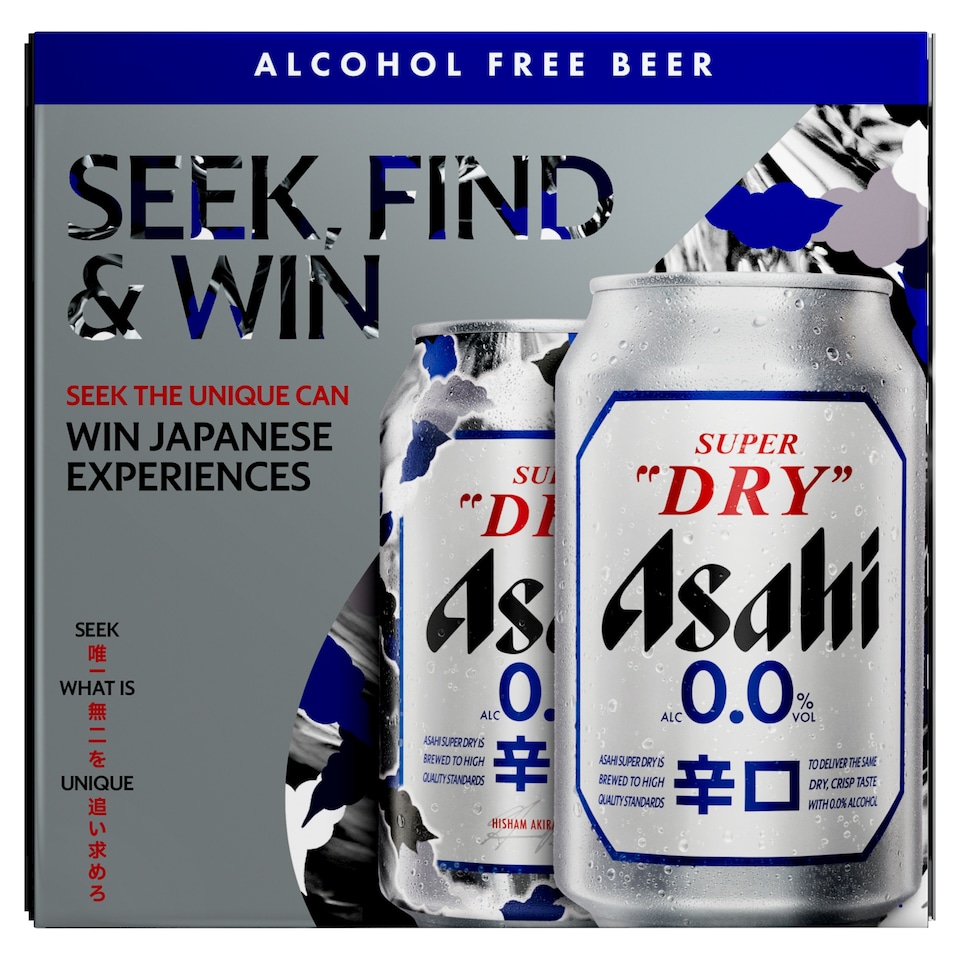 Asahi Super Dry 0% Alcohol Free Beer Lager Cans 4x330ml
