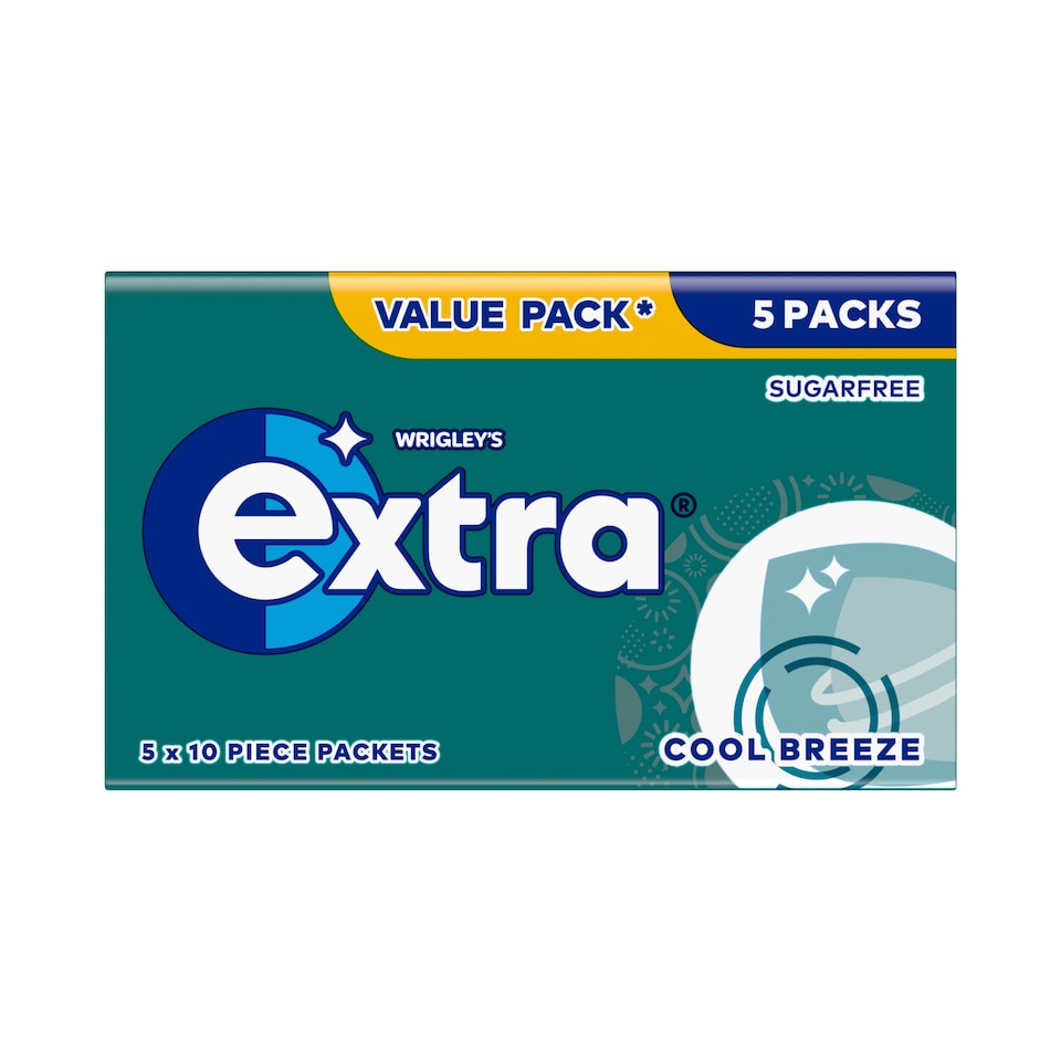 Wrigley's Extra Cool Breeze Sugarfree Chewing Gum 5 x 10 Pieces 70g