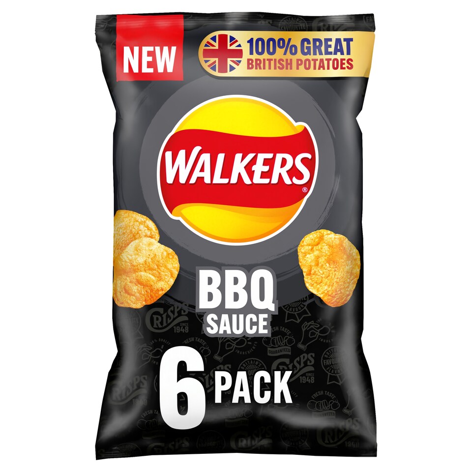 image 1 of Walkers BBQ Sauce Multipack Crisps 6 x 25g