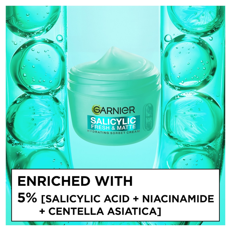 image 1 of Garnier Salycilic Fresh & Matte Sorbet Cream 85ml