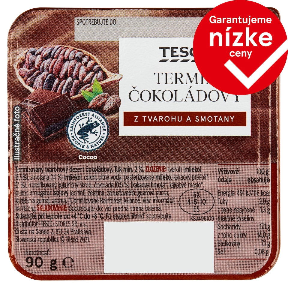 Tesco Termix čokoládový z tvarohu a smotany 90 g