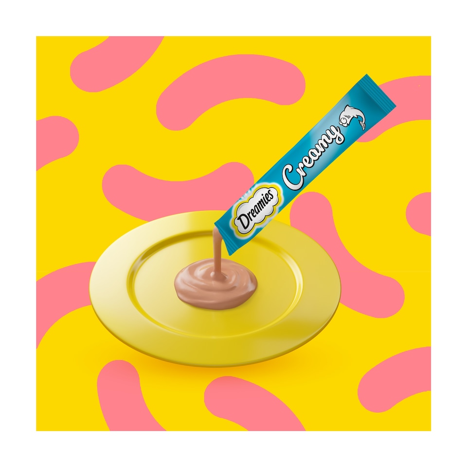 image 1 of Dreamies Creamy Adult Cat Kitten Treats with Salmon 40g