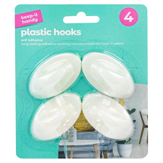 Keep It Handy SelfAdhesive Hooks 4 Pack Tesco Groceries