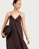 image 2 of F&F V Neck Hanky Hem Dress in Brown