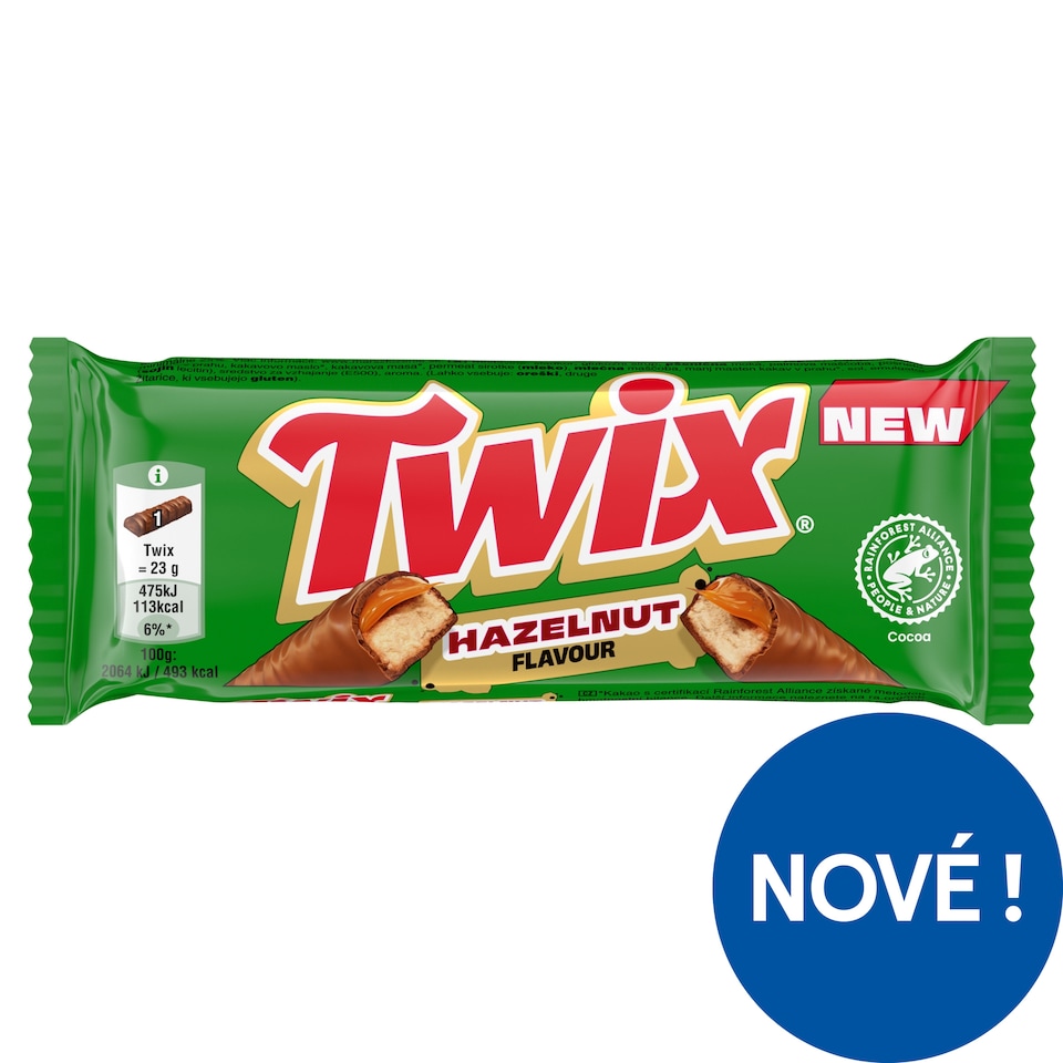 Obrázek 1 pro produkt Twix Sušenka s karamelem máčená v mléčné čokoládě s příchutí lískových oříšků 2 x 23g (46g)