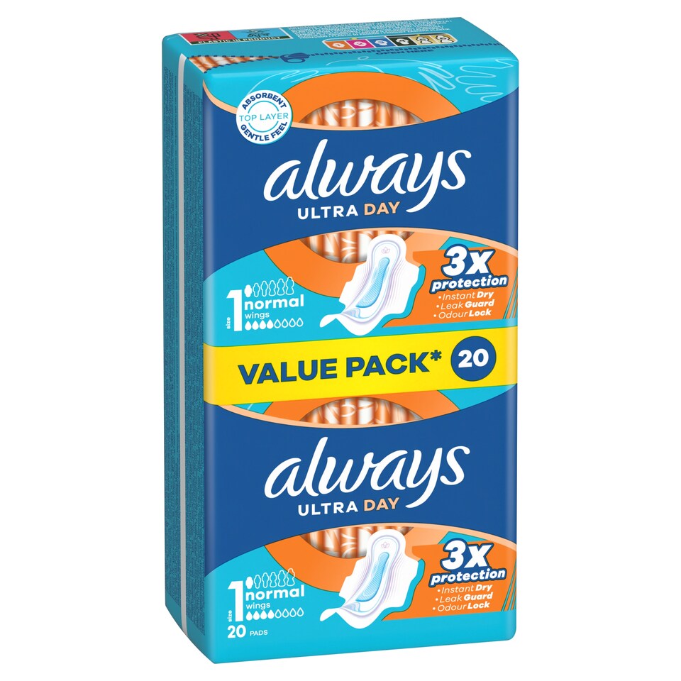 image 1 of Always Ultra Day Sanitary Towels Normal (Size 1) Wings x 20 Pads