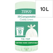 Tesco Tie-Top Compostable Caddy Liners 10 Litre 20 Pack