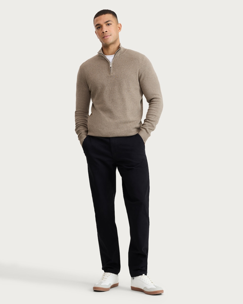 image 1 of F&F Cotton Rich Slim Fit Chino Trousers in Black