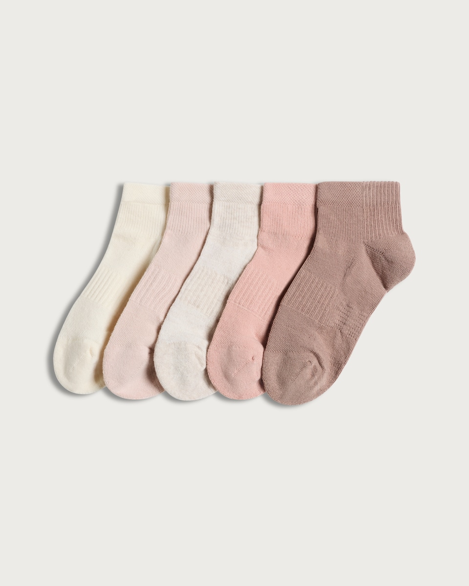 F&F Active 5-Pack Cotton Rich Ribbed Trainer Socks in Pink