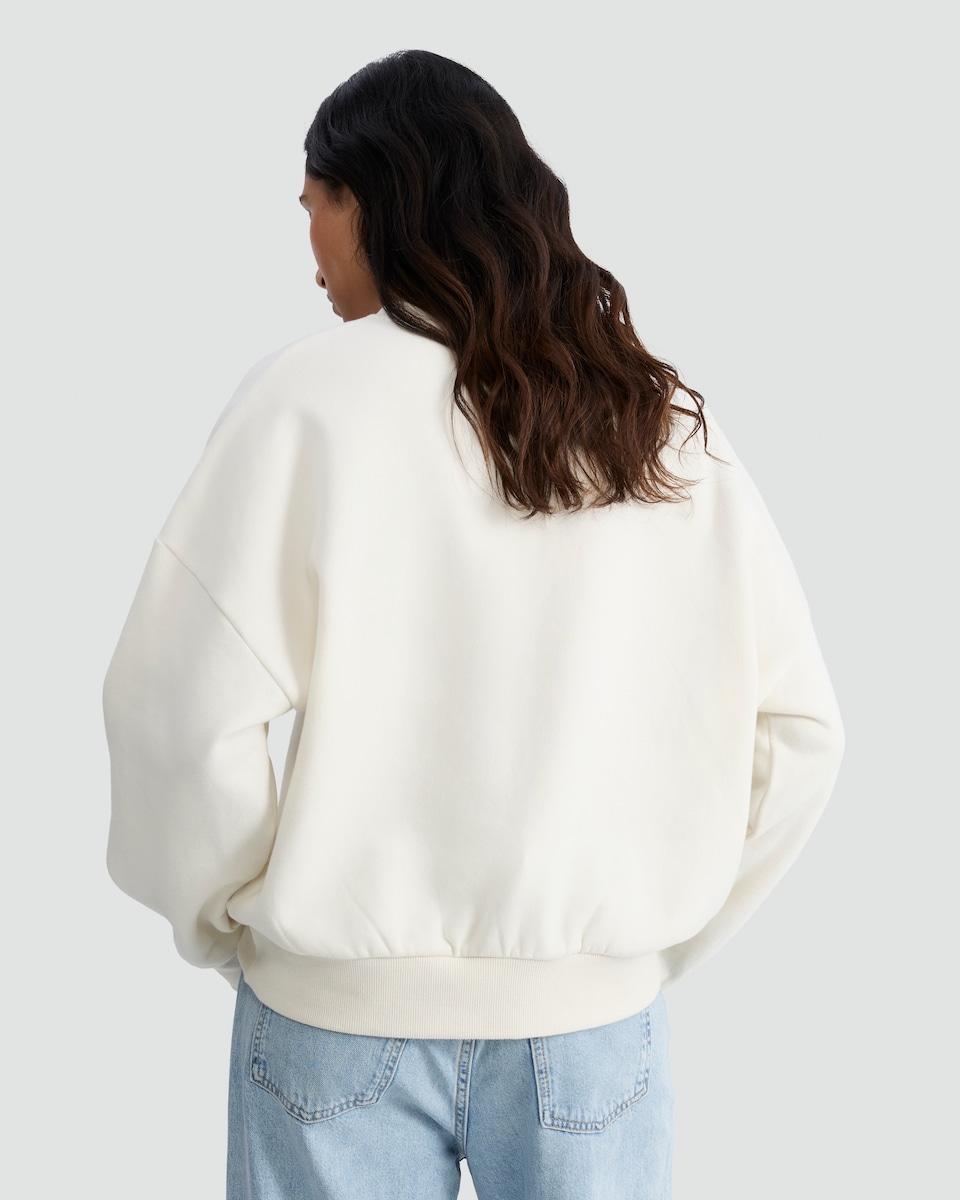 image 1 of Stranger Things Cotton Rich Slogan Sweatshirt in Cream