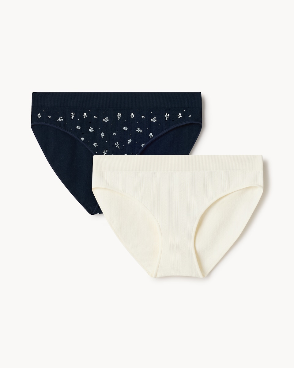 image 1 of F&F 2-Pack Pointelle High Leg Briefs in Multi
