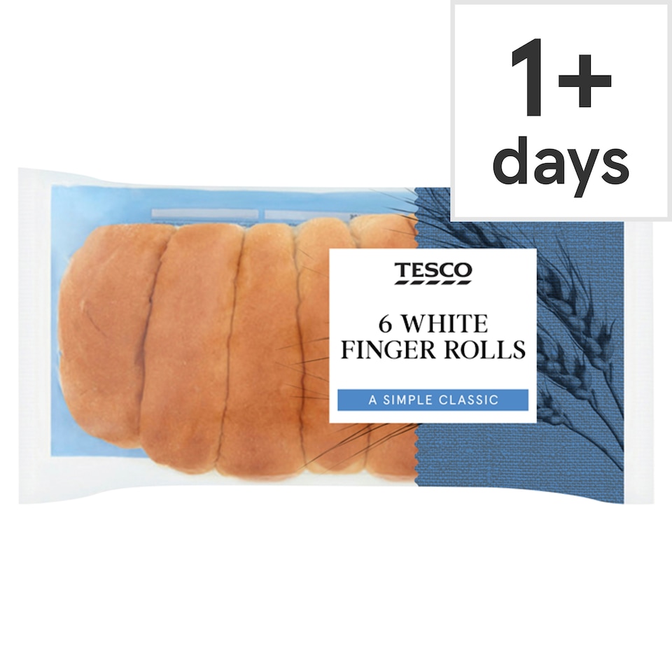 Tesco White Finger Rolls 6 Pack