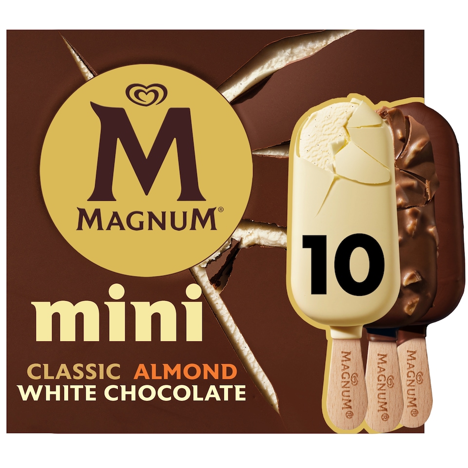 image 1 of Magnum Mini Classic, Almond & White Chocolate Ice Cream sticks 10x55ml