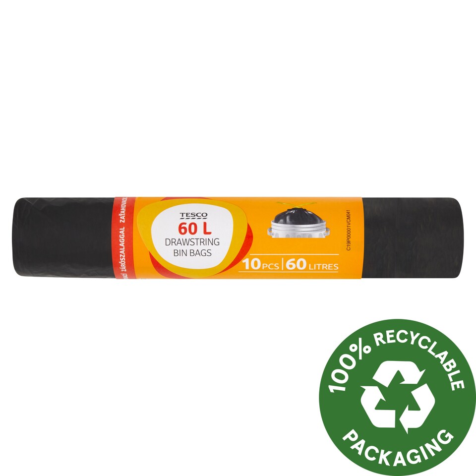 Tesco szemeteszsák zárószalaggal 60 l 10 db