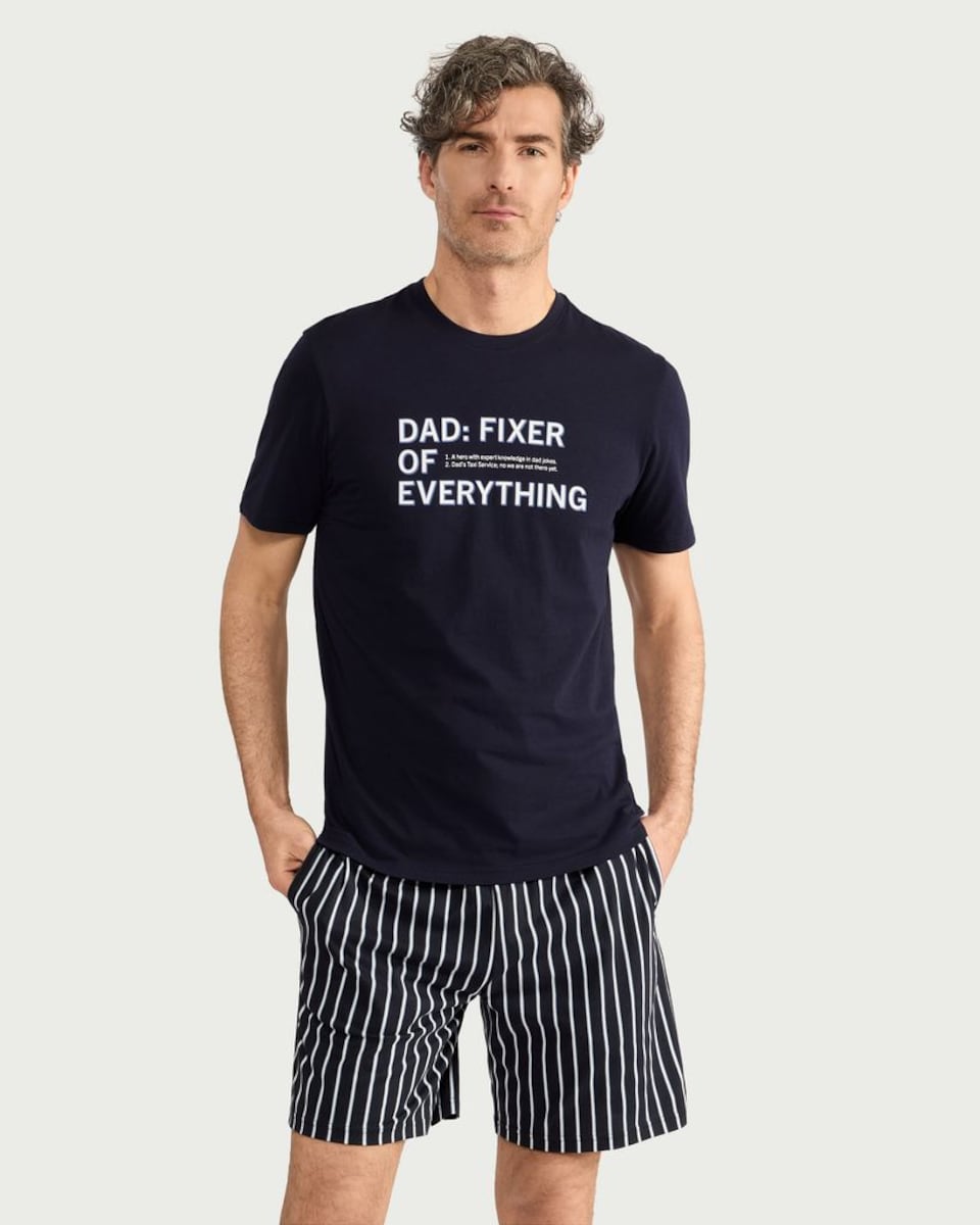 image 1 of F&F Pure Cotton Dad Slogan Short Pyjama Set in Multi