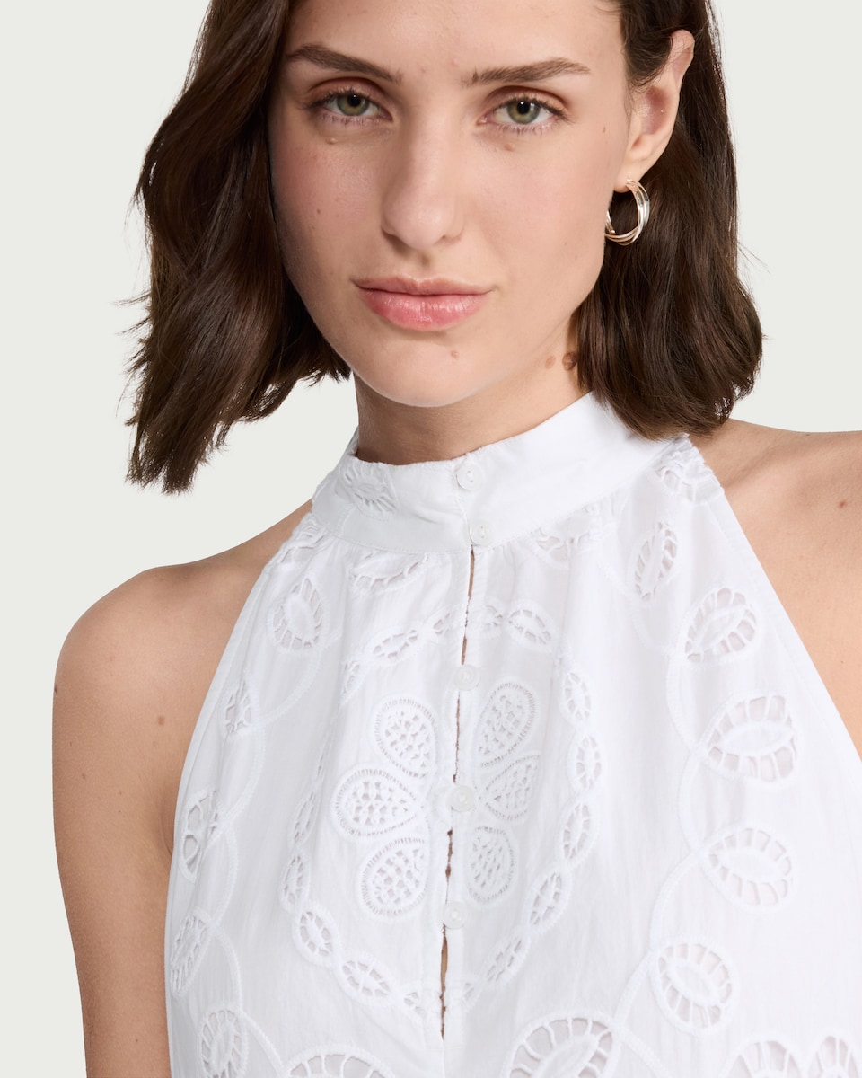 image 1 of F&F Pure Cotton Embroidered Mini Dress in White