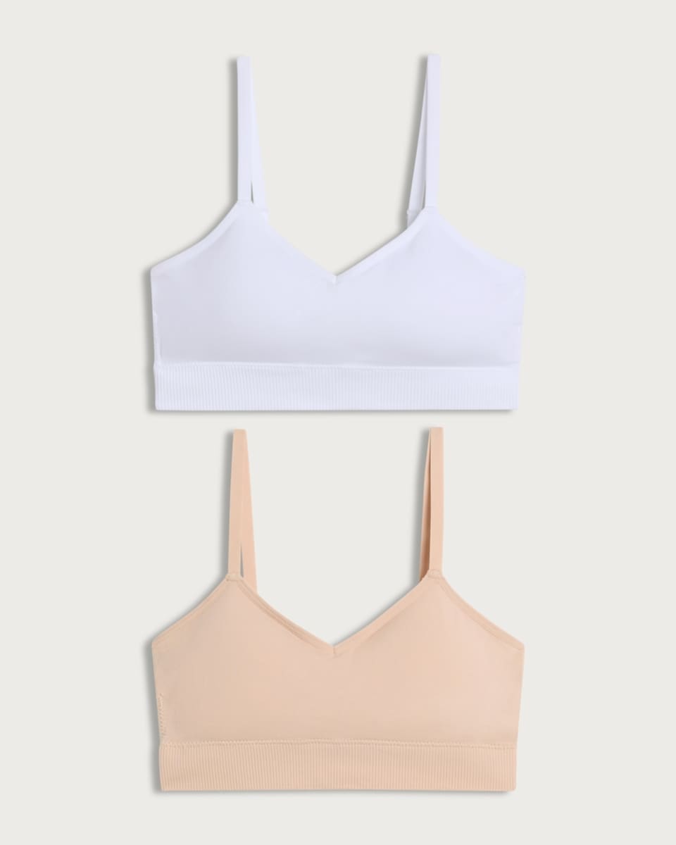 image 1 of F&F 2-Pack Seamfree Contour Crop Tops in Multi