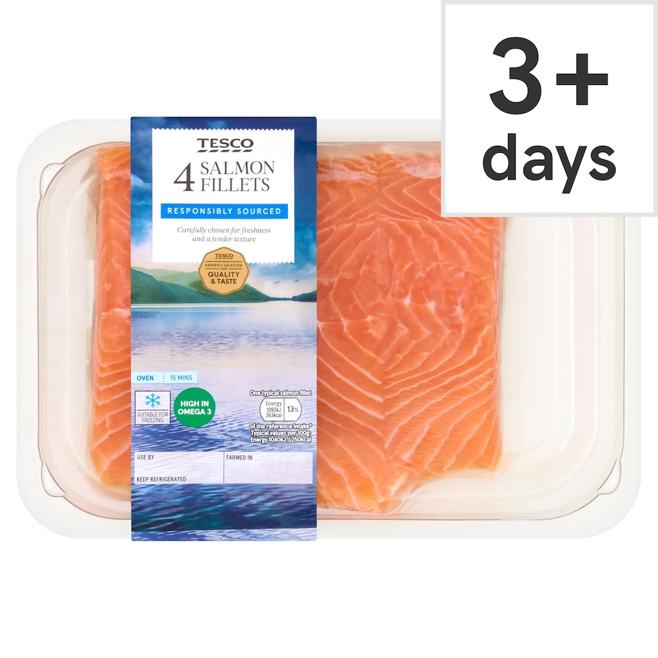 Tesco 4 Salmon Fillets 440G