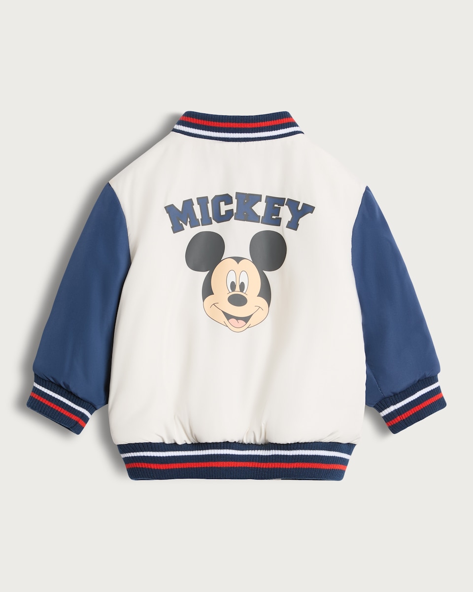 image 1 of Disney Mickey Mouse Varsity Jacket in Multi Blue