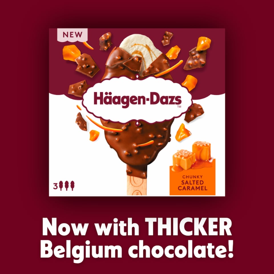 image 1 of Haagen-Dazs Chunky Salted Caramel Stick Bar Ice Cream 3x80ml