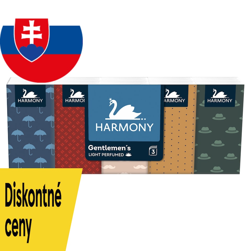 Harmony Gentlemen's Light Perfumed papierové vreckovky 3 vrstvy 10 x 10 ks