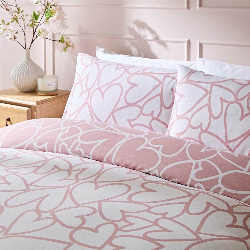 image 1 of Silentnight Love Sleep Large Heart print duvet set -double