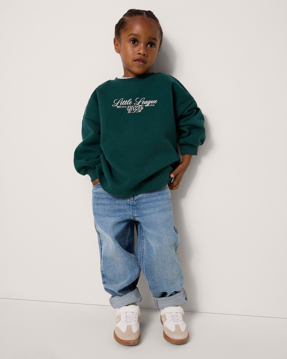 image 1 of F&F Boys 2-Pack Cotton Rich Slogan Sweatshirts in Green