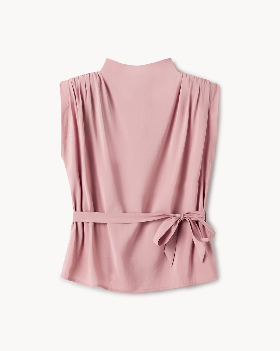 image 1 of F&F High Neck Tie Side Blouse in Pink