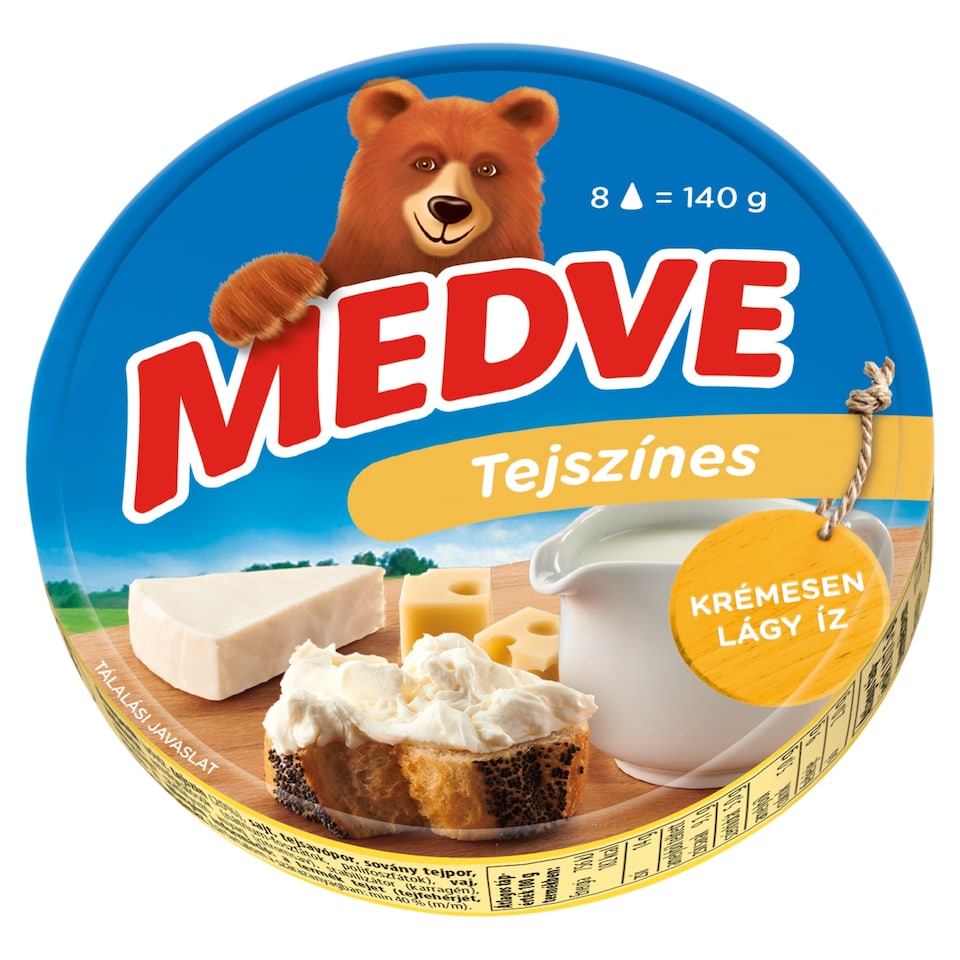 Medve tejszínes kenhető, félzsíros ömlesztett sajt 8 x 17,5 g (140 g)
