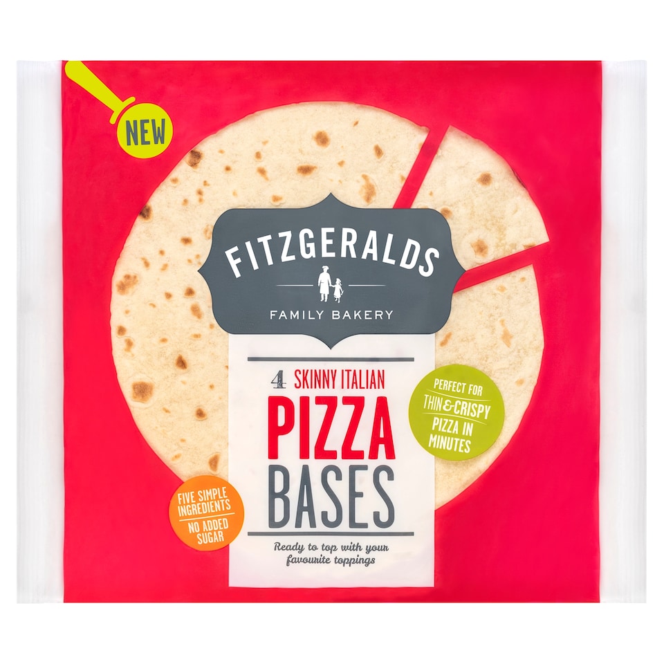 Fitzgeralds 4 Skinny Pizza Bases 360G