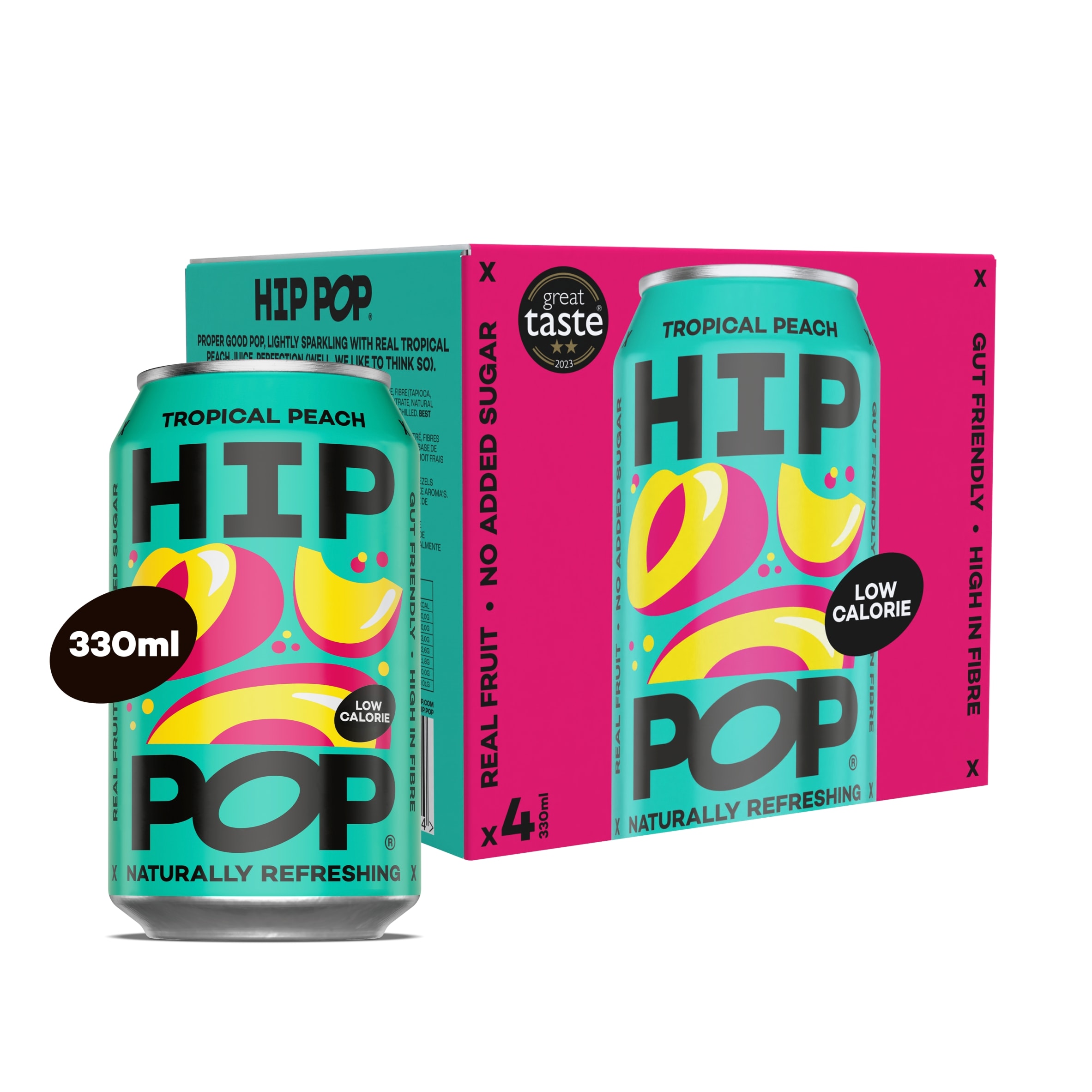 Hip Pop Tropical Peach Fizzy Drink 4x330ml