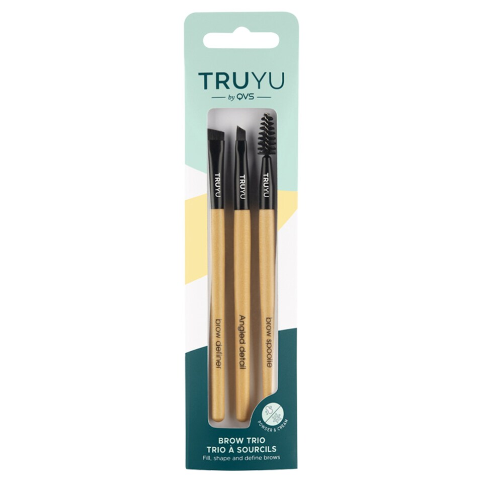 Qvs Brow Trio Brush Set Tesco Groceries