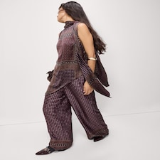 F&F Scarf Print Wide Leg Co-ord Trouers in Multi Red