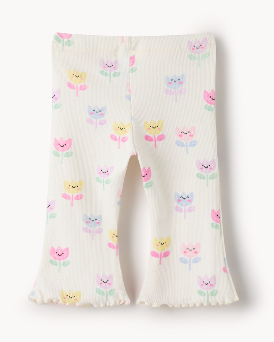 image 1 of F&F Baby 3-Pack Cotton Rich Printed Flared Leggings in Pink