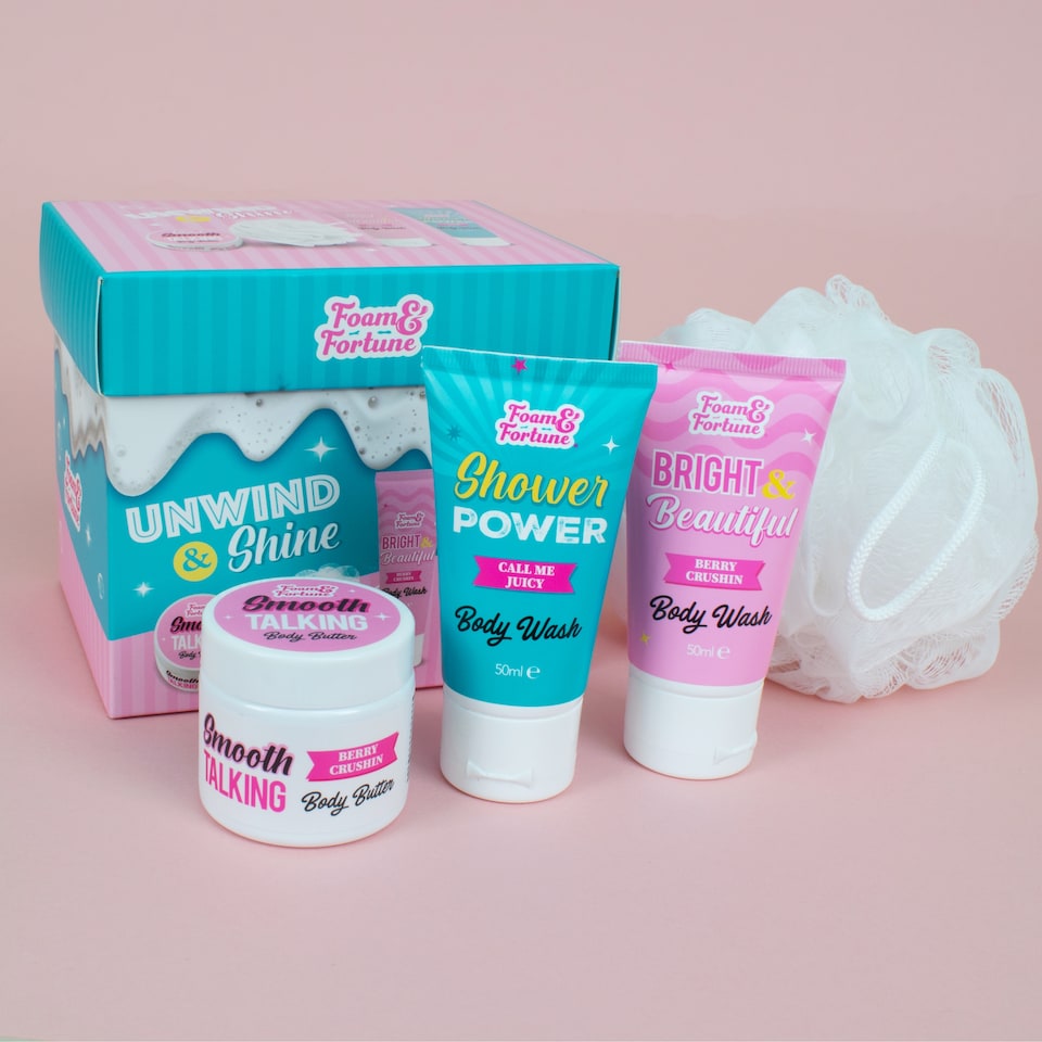 image 1 of Foam & Fortune Unwind & Shine Bath & body set