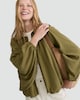 image 2 of F&F Bubble Hem Zip Up Blouse in Khaki