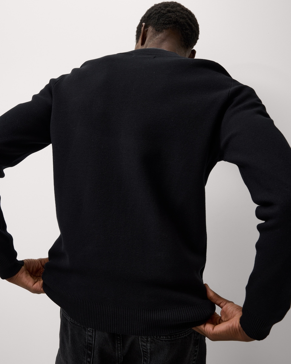 image 1 of F&F Knitted Bomber Jacket in Black