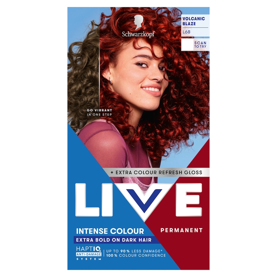 image 1 of Schwarzkopf LIVE Intense Colour L68 Volcanic Blaze Permanent Hair Dye