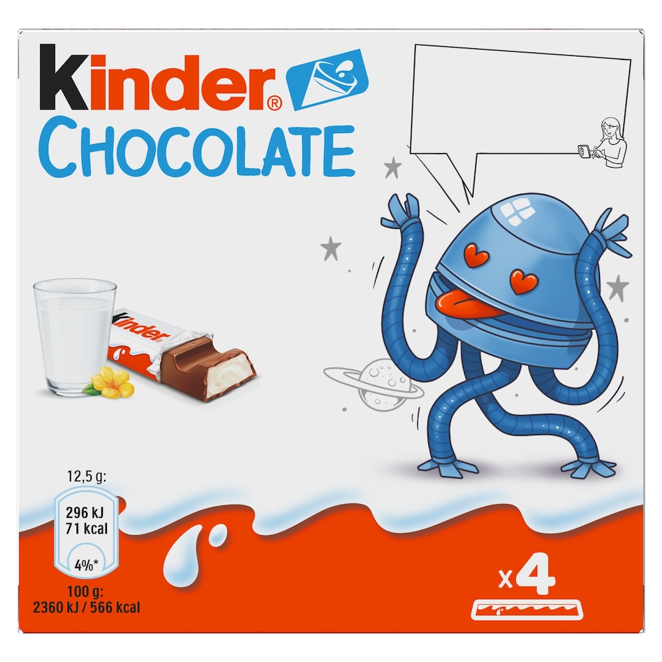 obrázok 1 z Kinder Chocolate tyčinky z mliečnej čokolády s mliečnou náplňou 4 ks 50 g